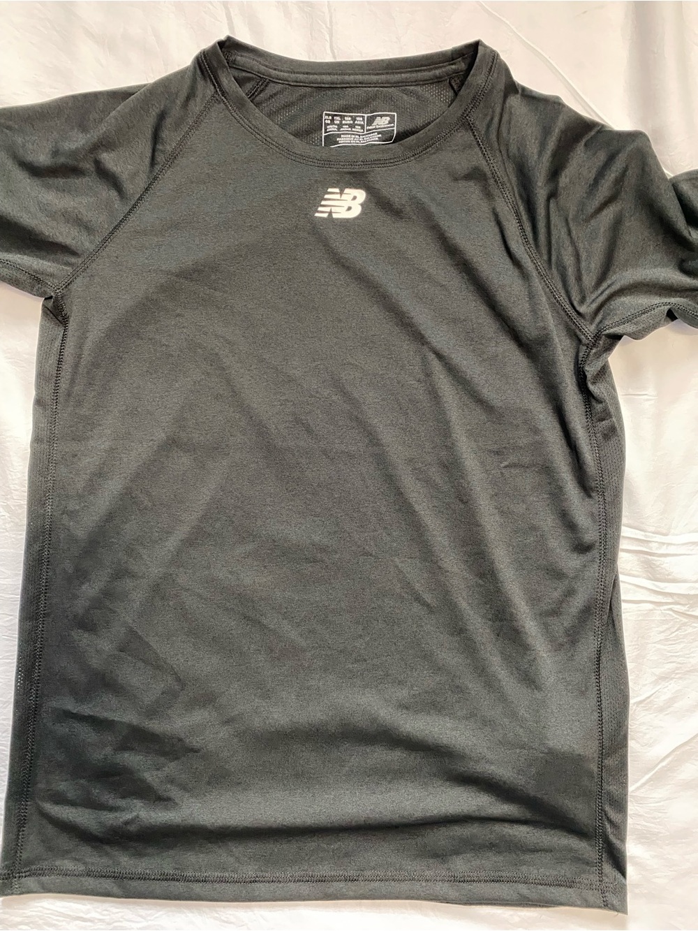 New Balance Black Short-Sleeve Athletic Tee with White Logo